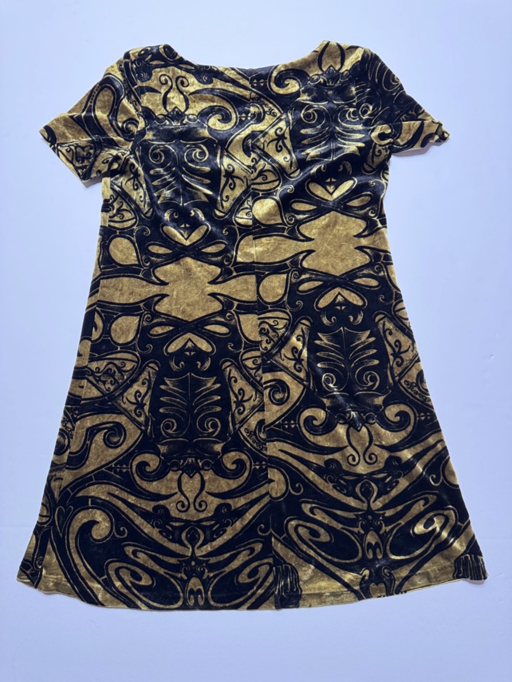 BETSEY JOHNSON Vintage 90's Velvet Frank for Betsey Tattoo Print A-Line Dress LG - Picture 9 of 12